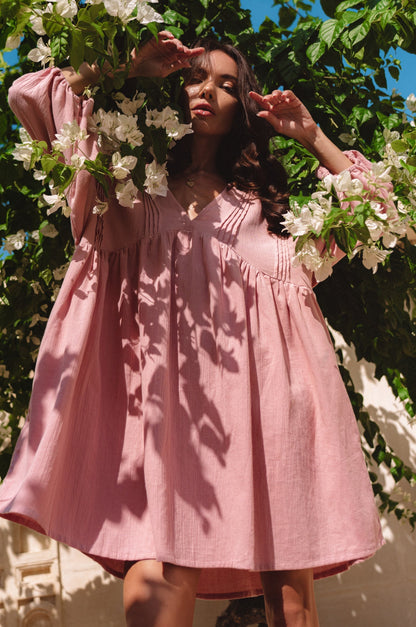 Palmira Handcrafted Linen Mini Dress