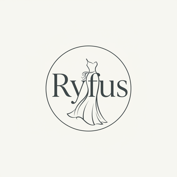 Create a logo add text Ryfus with maxi dress