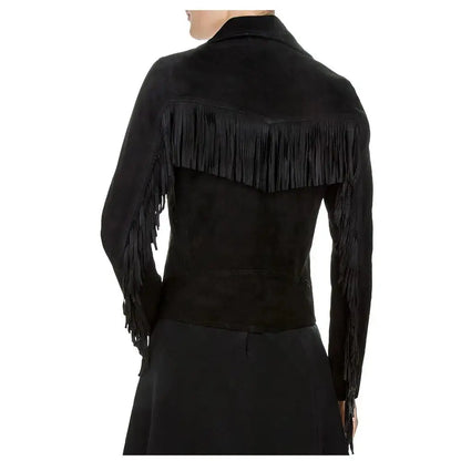 Women's Genuine Suede Leather Fringe Biker Jacket